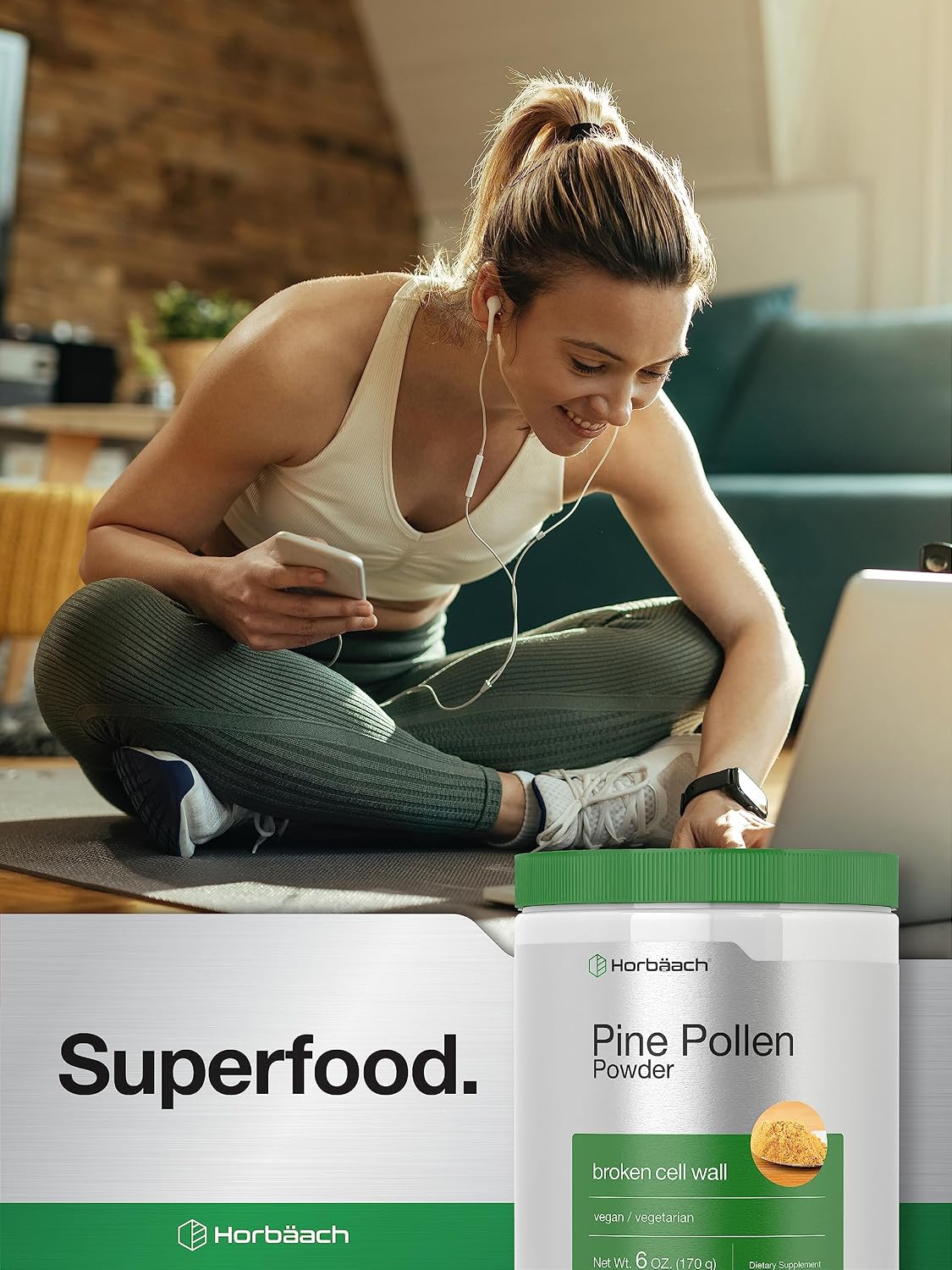 Horbäach Polen de Pino en Polvo 5000 mg | 170 g | Pared Celular Rota | Vegano, No OGM y Sin Gluten
