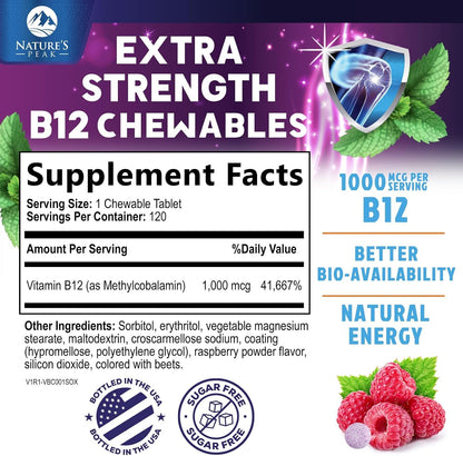 Vitamin B12 Complex (Methylcobalamin) 1000 – Apoya el metabolismo energético normal: Ayuda a convertir los – Image 2
