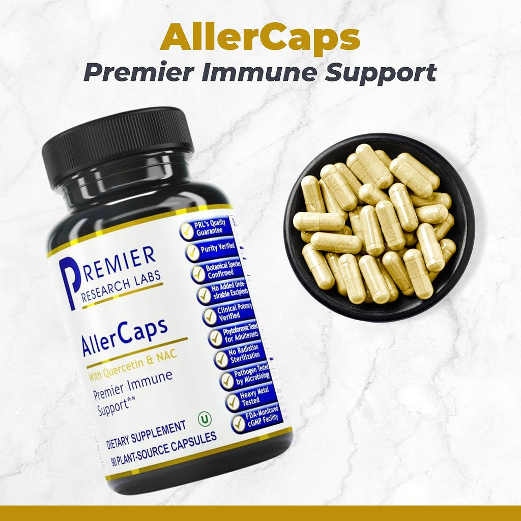 Premier Research Labs AllerCaps – Suplemento para la salud pulmonar con NAC, bromelina, reishi y quercetina – 60 cápsulas vegetales