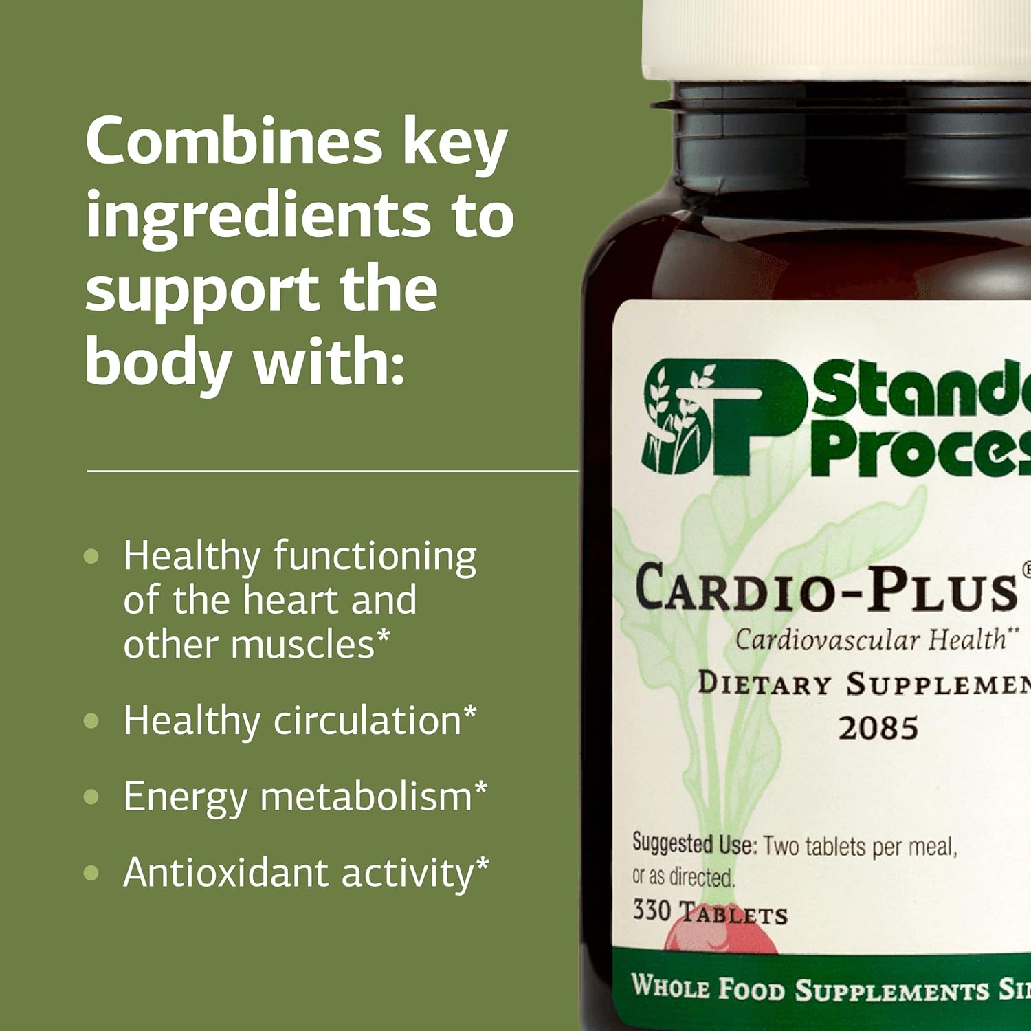 Standard Process Cardio-Plus GF - Cardiovascular Support with Vitamins B6, C, and E - Gluten-Free, Dairy-Free, Soy-Free - 330 Tablets