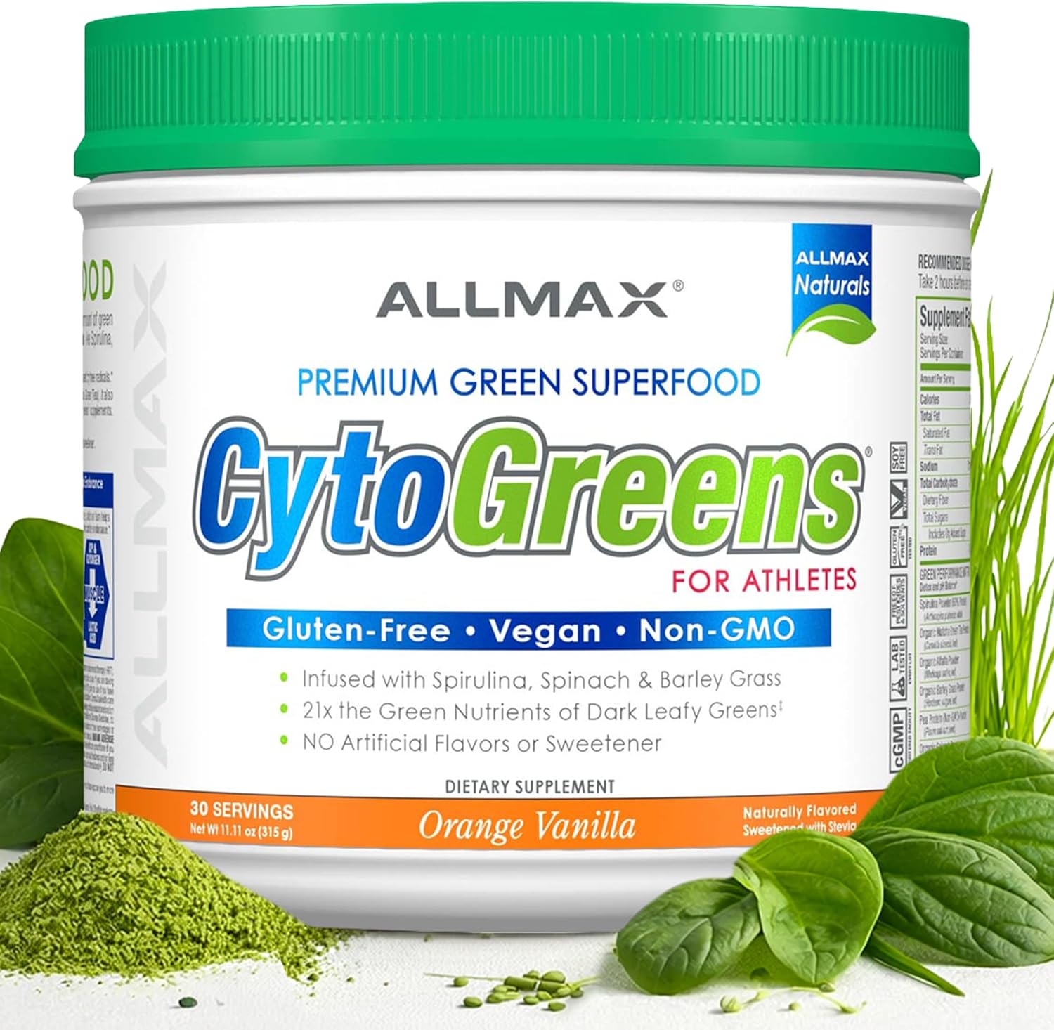 ALLMAX CytoGreens Super Greens en Polvo, Chocolate, 14 Servicios