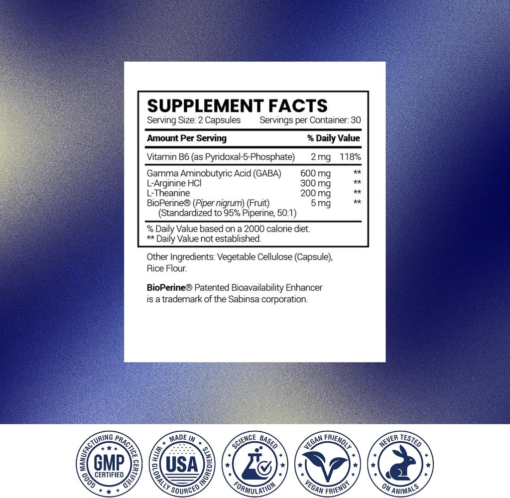 Research Verified GABA+ - 600mg GABA con L-Teanina y L-Arginina - 60 Cápsulas Veganas (Pack de 3)