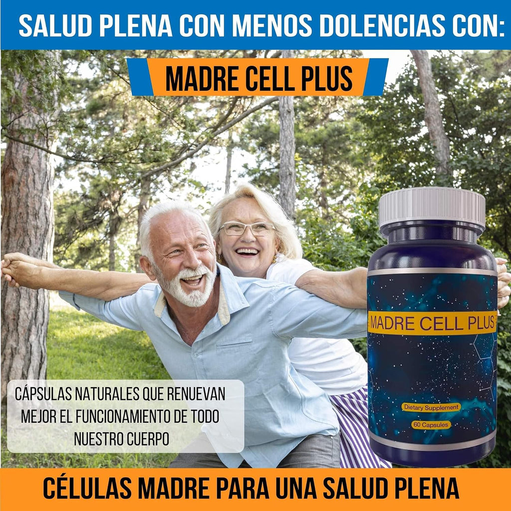 Madre Cell Plus - Potenciador de Células Madre con la AFA más Pura, Alga Verde Azul Sin Gluten - 60 Cápsulas