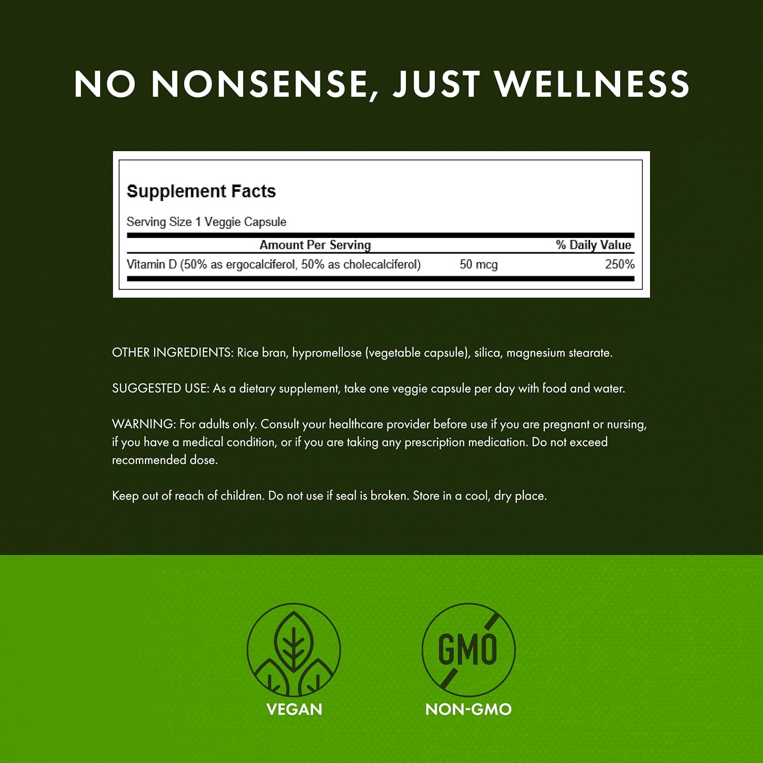 Swanson D2 & D3-2,000 IU - Complemento para la salud ósea y dental - Apoyo inmunológico - Favorece la absorción de calcio - No transgénico - 60 cápsulas vegetales (Paquete de 3)