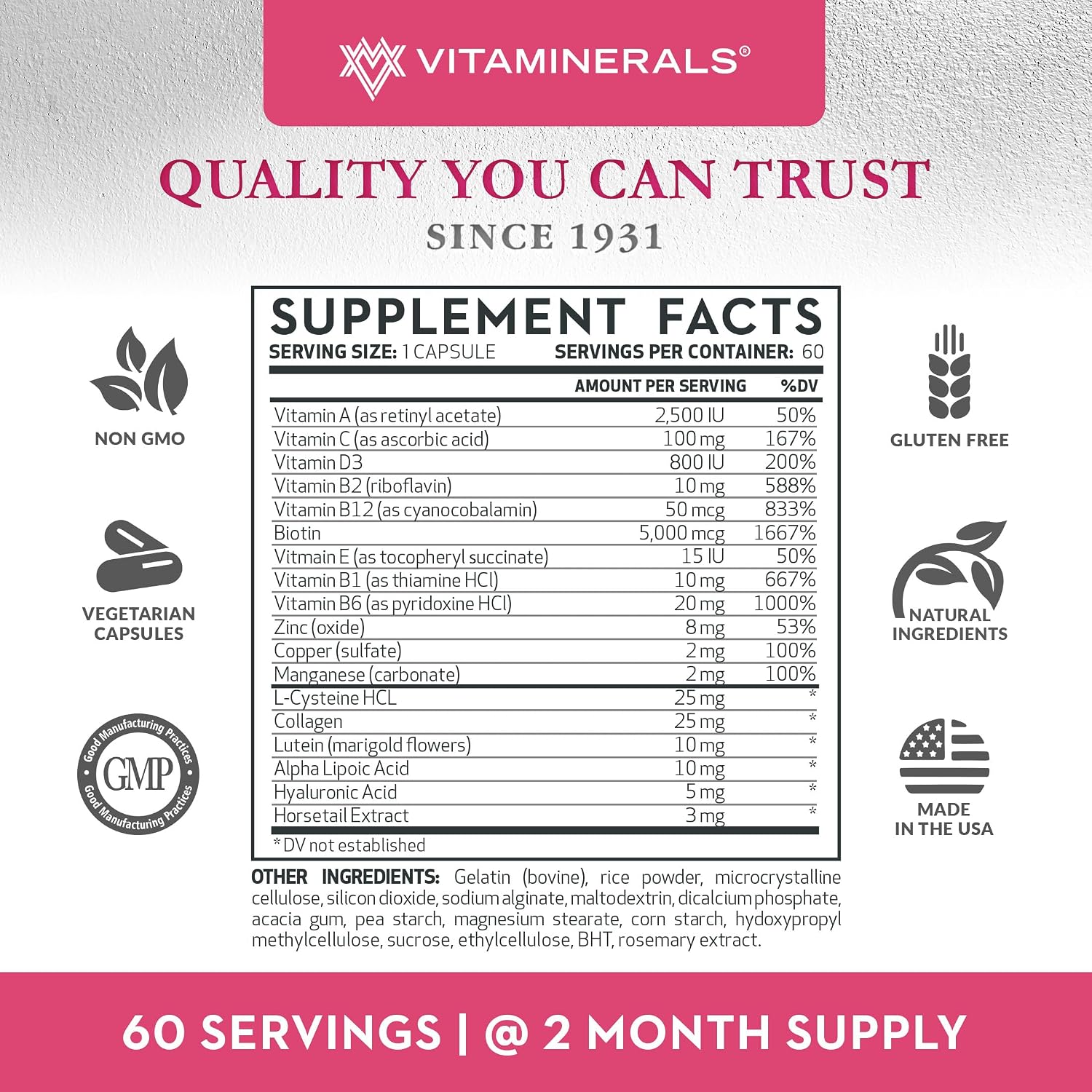 Vitaminerals 217 Hair, Skin & Nails 60 Cápsulas