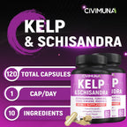 CIVIMUNA Cápsulas de Kelp con Schisandra, Ashwagandha y Más - 120 Cápsulas (Pack de 2) - 4 Meses de Suministro