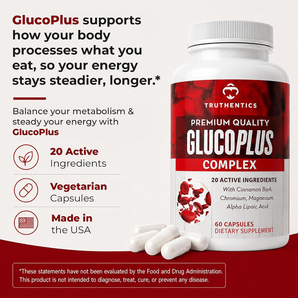 Truthentics GlucoPlus Apoyo Metabólico - 60 Cápsulas Vegetales