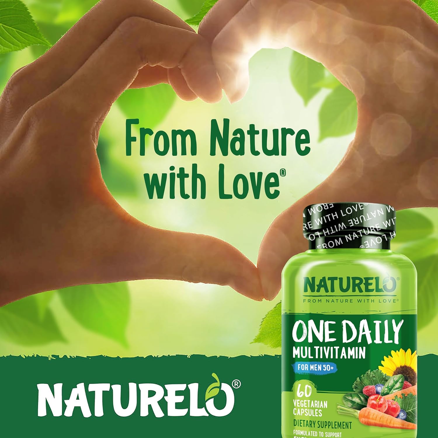 NATURELO Multivitamínico para Hombres 50+ - 60 Cápsulas Vegetales