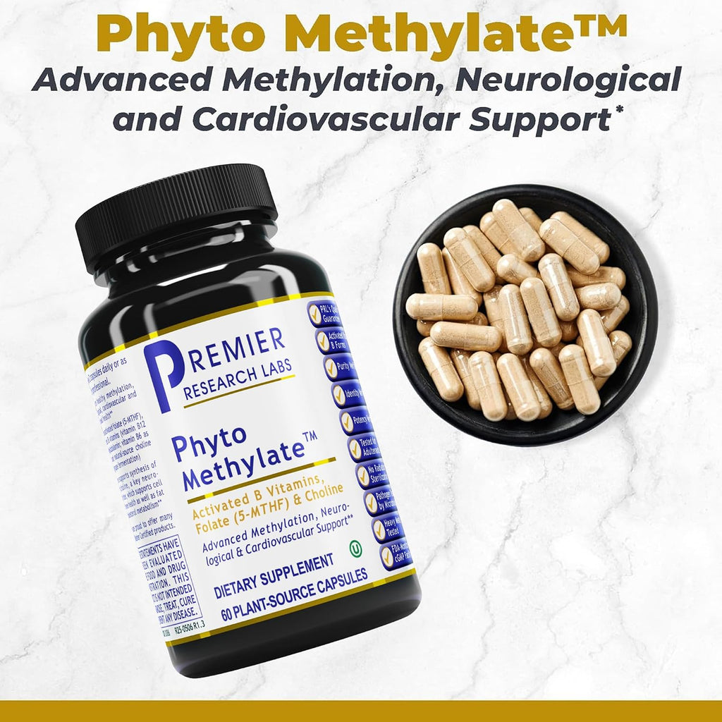Premier Research Labs Phyto Methylate - B Vitamin Supplement - Supports Methylation, Detox, Brain & Heart Health - 5-MTHF & P5P - 60 Plant-Source Capsules