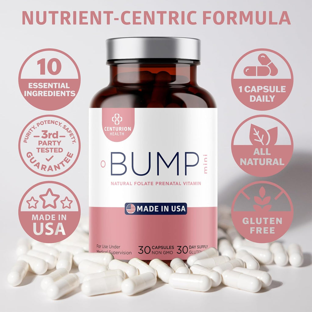 Centurion Health Bump Mini Vitaminas Prenatales Completo - 30 Cápsulas