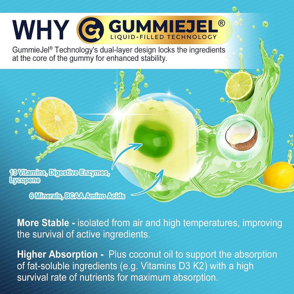 Nextdia Multivitamínico Metilado para Hombres Gummies (2 Paquetes) - Sin Azúcar, Vegano - Completo con BCAA, Vitaminas y Minerales