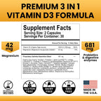OPTIVIDA Vitamina D3 Vegana 4000 UI con Magnesio, Probióticos y Enzimas Digestivas - 60 Cápsulas