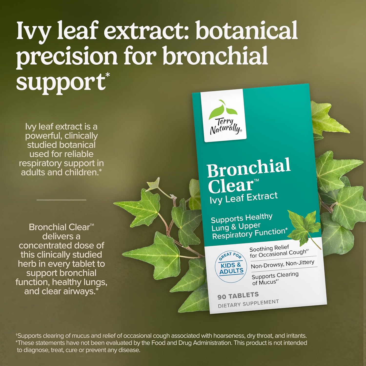 Terry Naturally Bronchial Clear Extracto de Hoja de Hiedra 90 Comprimidos