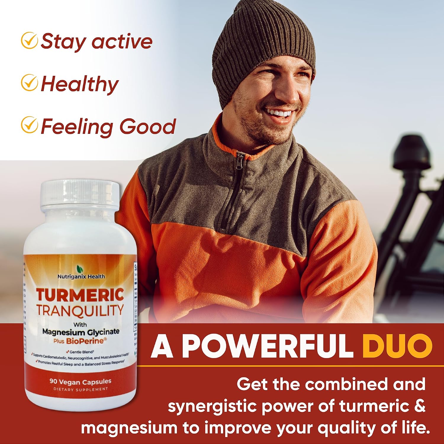Turmeric Tranquility Cúrcuma Curcumina y Magnesio Glicinato con BioPerine – Alto Poder de Absorción – 90 Cápsulas