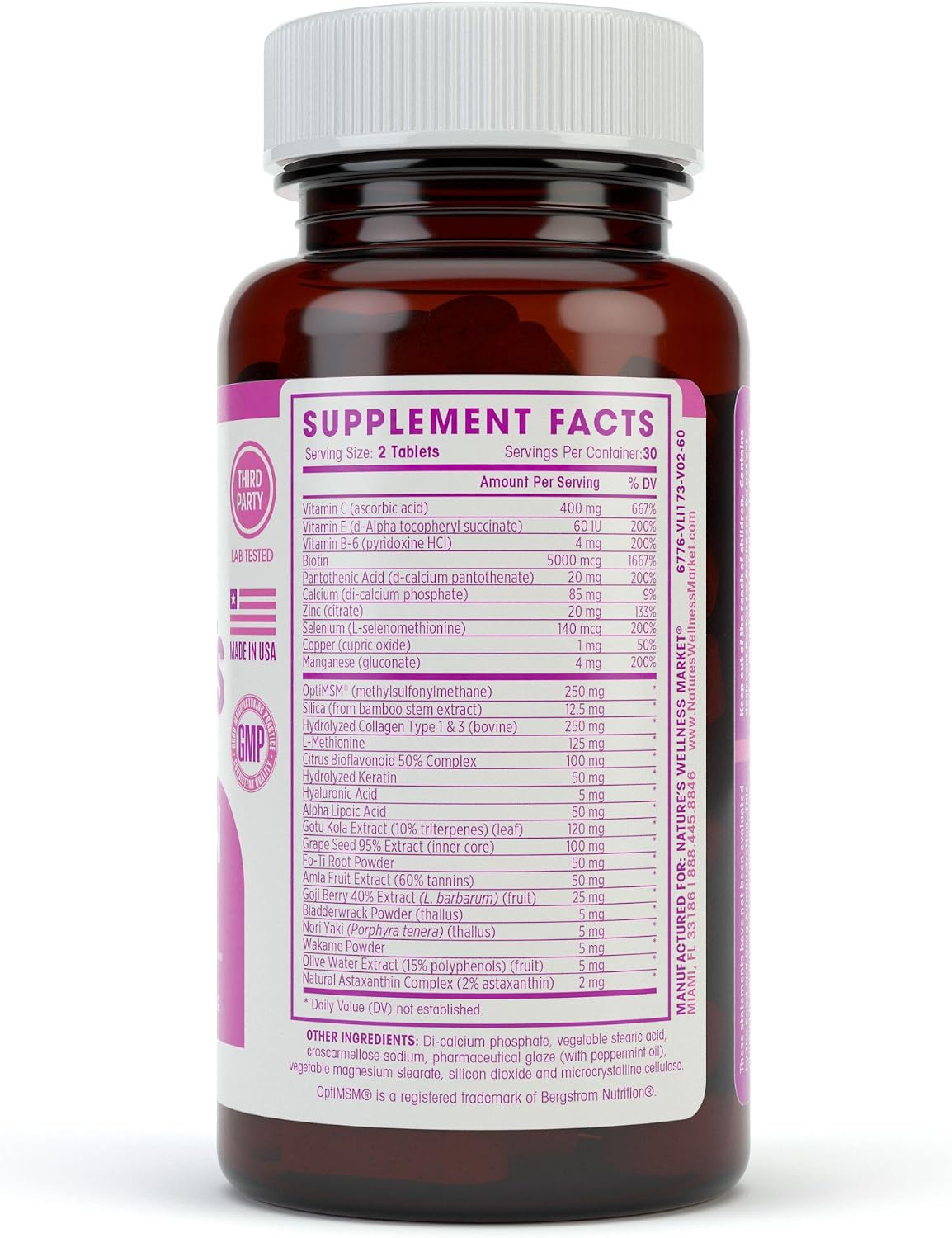 Natures Wellness Hair, Skin & Nails Essential Nourishing - 60 cápsulas con 4000mcg de biotina