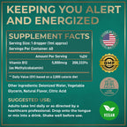 WILD FUEL Gotas de Vitamina B12 Líquida Vegana - 5000 mcg Metilcobalamina Sublingual - Apoyo Energético y Cognitivo - Sabor Cítrico Natural - 60 ml