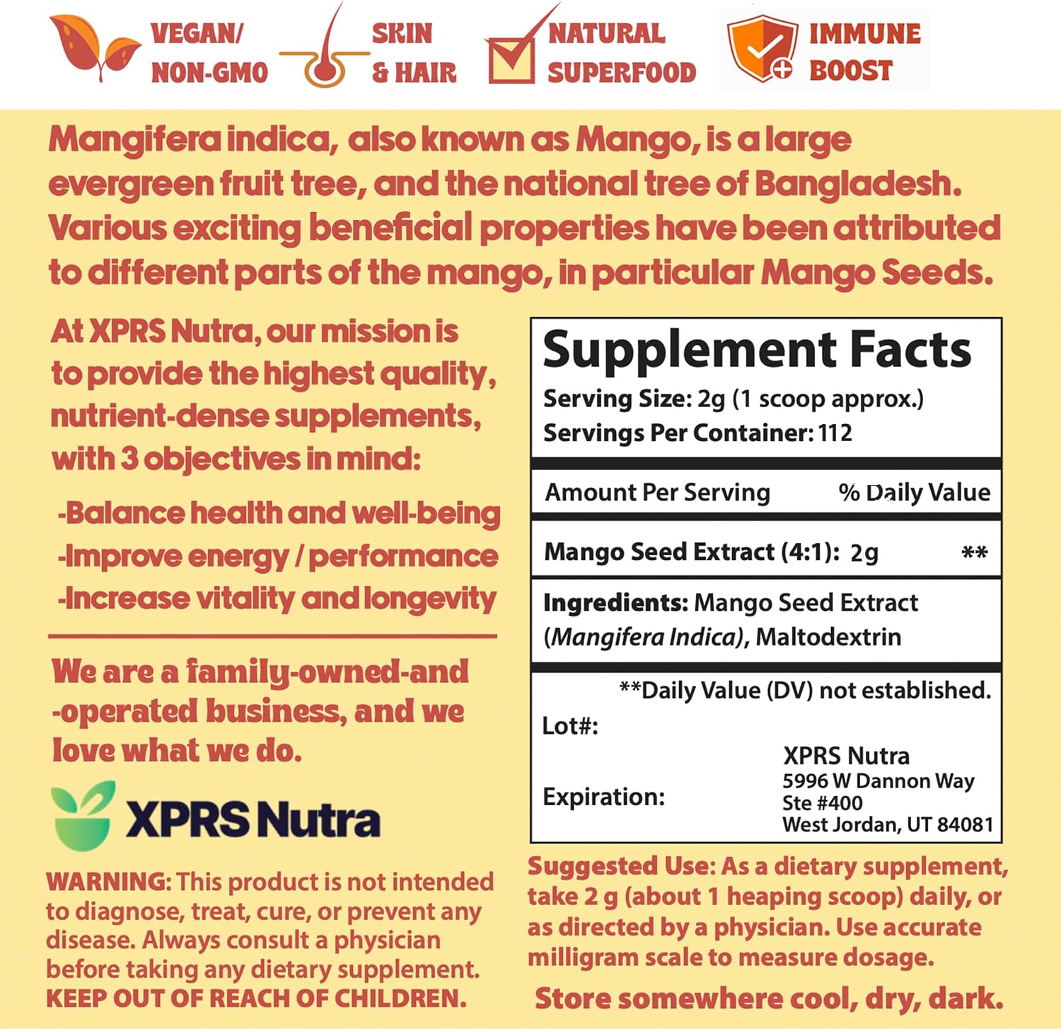 XPRS Nutra Extracto de Semilla de Mango (227g)