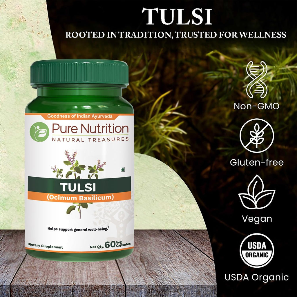 Pure Nutrition Tulsi Extract 708mg - 60 Cápsulas Veganas con Eugenoles y Ácido Ursólico