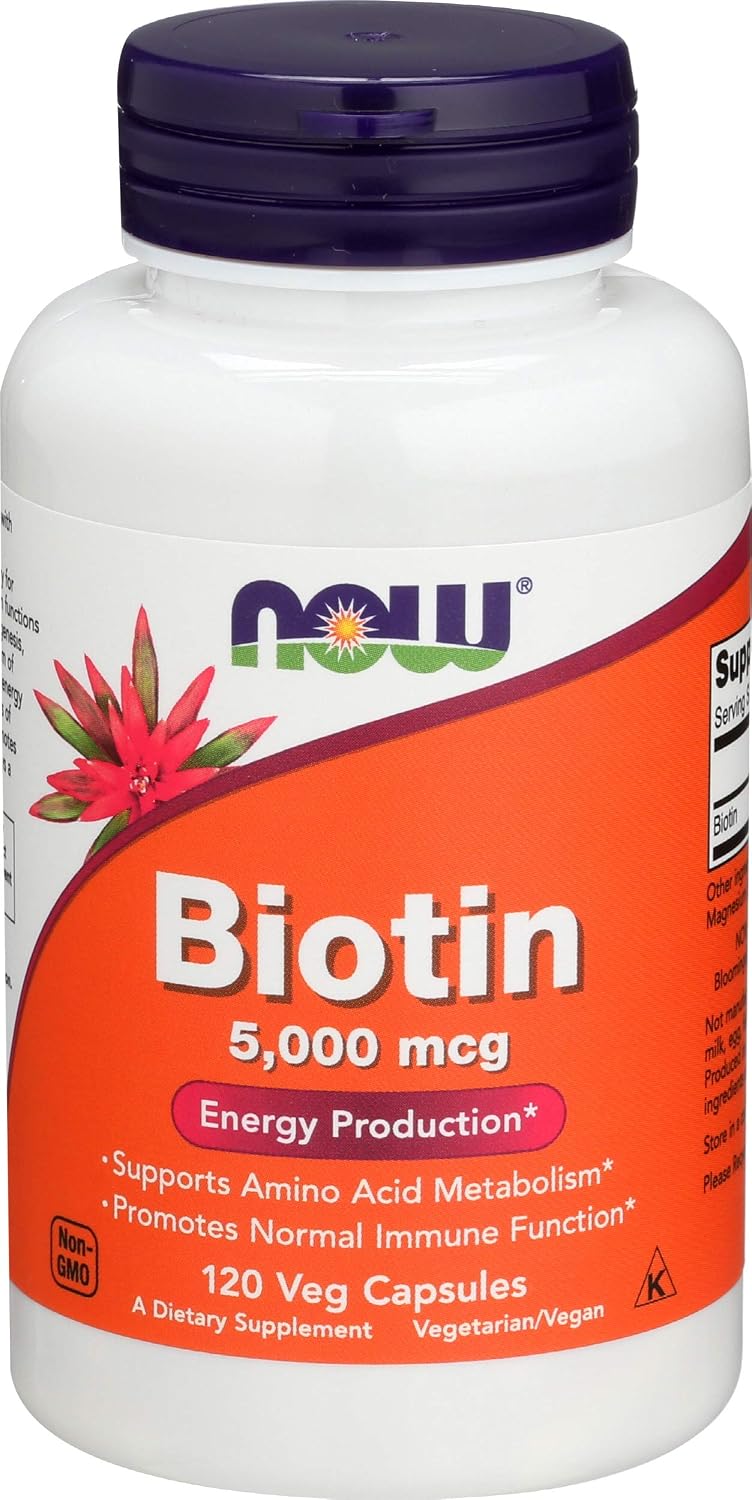 NOW Biotina 5.000 mcg - 120 VCaps (Pack de 2)
