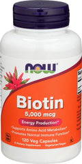 NOW Biotina 5.000 mcg - 120 VCaps (Pack de 2)