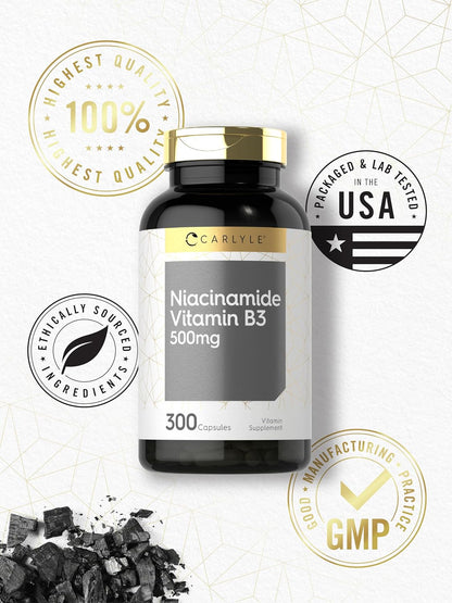 Carlyle Niacinamida 500 mg, 300 cápsulas - – Reducción del cansancio: Contribuye a la reducción del cansancio y la – Image 5