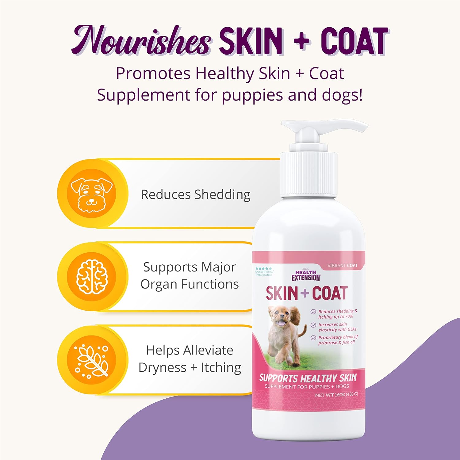 Health Extension Suplemento de Piel y Pelaje con Omega 3 y 6 para Perros, 16 oz