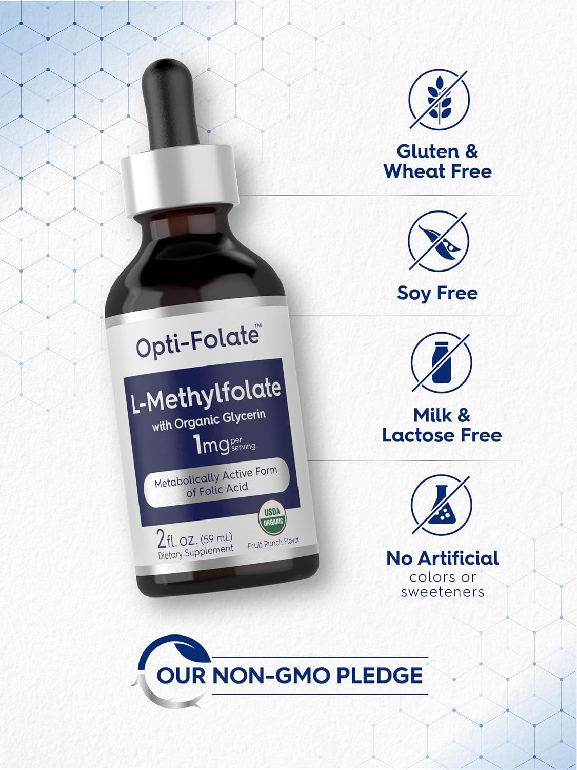 Carlyle L-Methylfolate Gotas 1 mg, 60 ml - Complemento Alimenticio Líquido Sublingual con Glicerina Orgánica