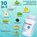 Welldiet 10-in-1 Cortisol Supplement with Magnesium, Ashwagandha, Chamomile, L-Theanine, St. John's Wort, Rhodiola – 60 Cápsulas