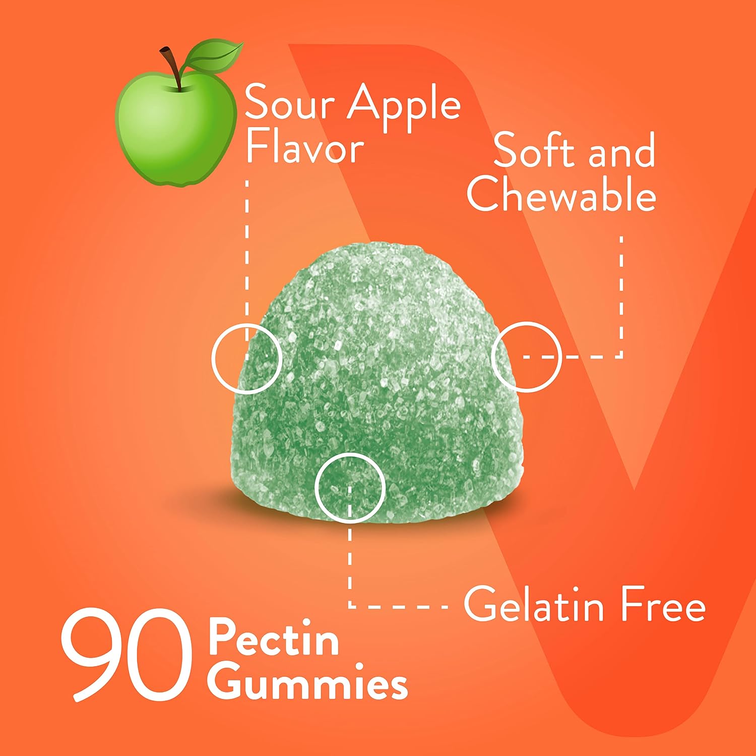 Viteey Gominolas de Vitamina C para Adultos - 1050 mg - 90 Gomitas - Sabor Manzana Ácida
