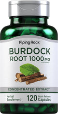 Piping Rock Cápsulas de Raíz de Bardana | 120 Unidades | Suplemento Herbal | Extracto Concentrado | Sin Gluten, No GMO