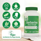 Health Thru Nutrition Berberine HCl 500mg 120 Capsules | High Potency Berberine Supplement | Certified Vegan | Non-GMO | Soy Free