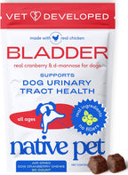 Native Pet Suplemento de Arándano para Perros - Apoyo Urinario y Renal - 60 Masticables