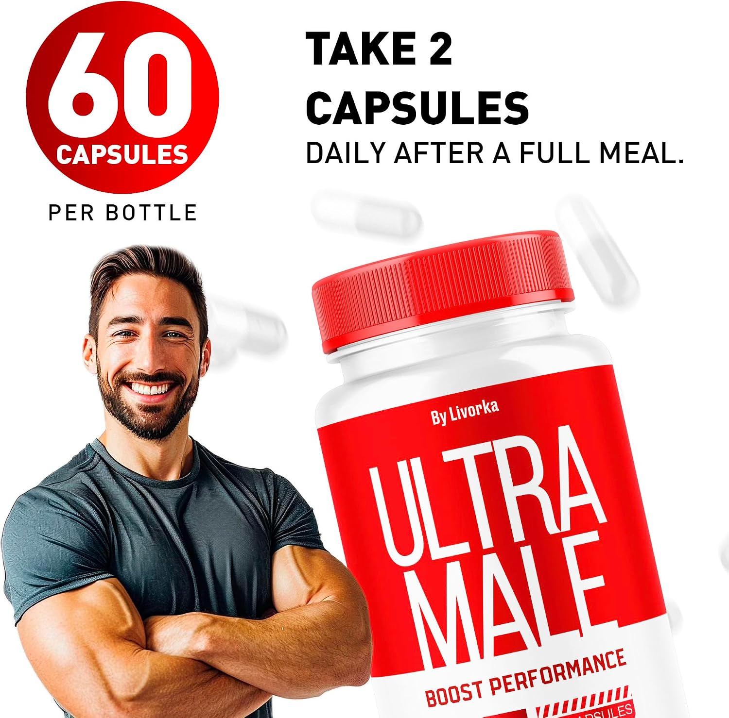 UltraMalePills, Fórmula Avanzada en Cápsulas, 60 Cápsulas para 1 Mes