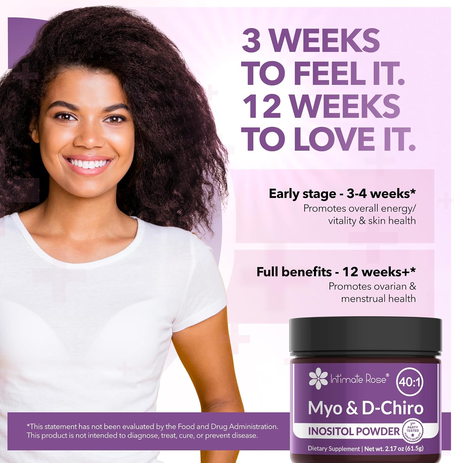 Intimate Rose Inositol en Polvo para Mujeres - Myo-inositol & D-Chiro Inositol (40:1)