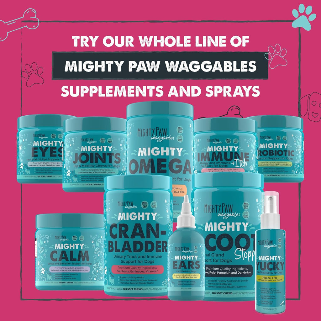 Mighty Paw Waggables Cran-Bladder (2-Pack) – Suplemento de Arándano para Perros, 240 Chews Blandos sabor Bacon