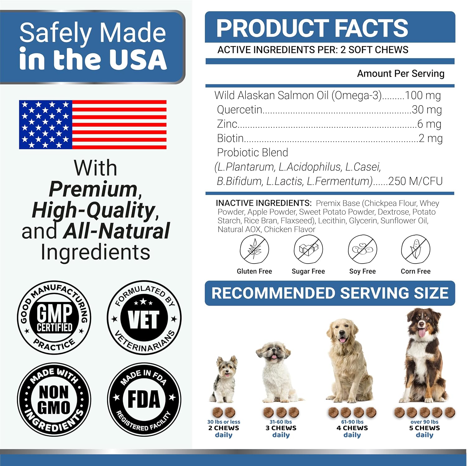 Omega 3 para perros – 170 masticables – Suplemento para piel y pelaje con salmón, EPA y DHA – Sabor pollo