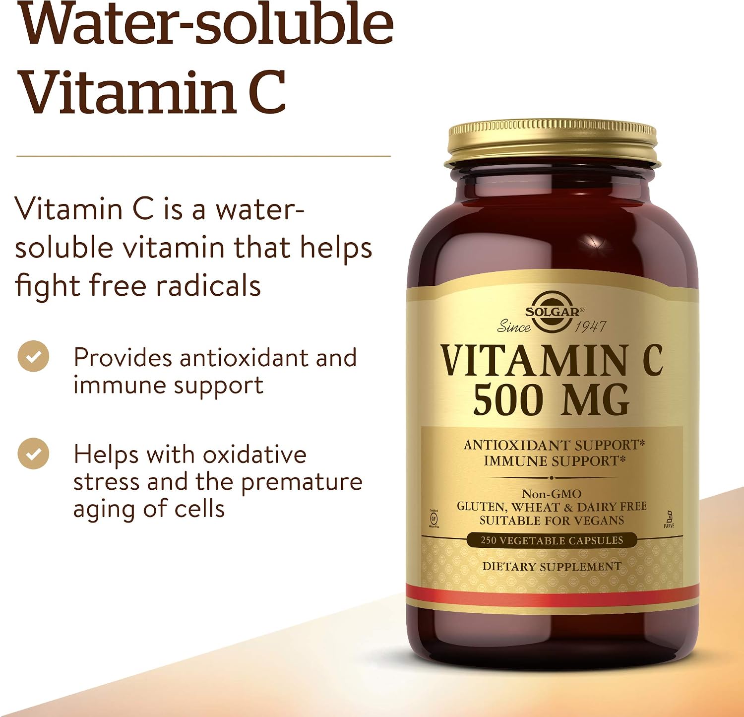 Solgar Vitamin C 500 mg, 250 Vegetable Capsules