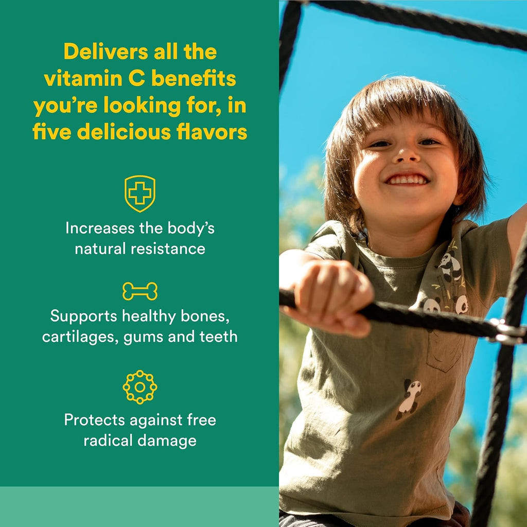 Natural Factors Vitamina C 500 mg - Suplemento para niños - Sabor tropical - 90 comprimidos masticables