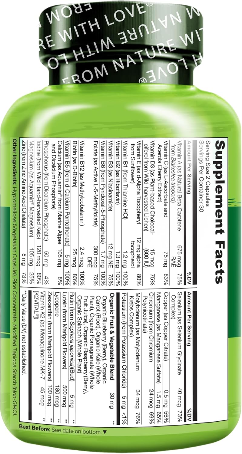 NATURELO Multivitamínico para Adolescentes - Complejo Vitamínico para Chicos - con Extractos Vegetales - No Transgénico - Vegano - 60 Cápsulas