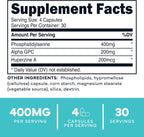 Phosphatidylserine 3X Strength - Suplemento de apoyo cerebral con Alpha GPC y Huperzina A