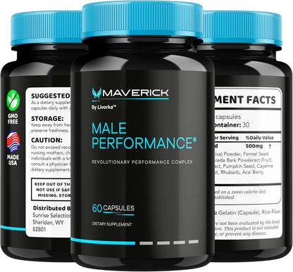Maverick Cápsulas (3 Paquetes) - Suplemento Oficial para Hombre, Fórmula Avanzada para Resistencia, Vitalidad y Bienestar, Fórmula Natural, 180 Cápsulas para 3 Meses