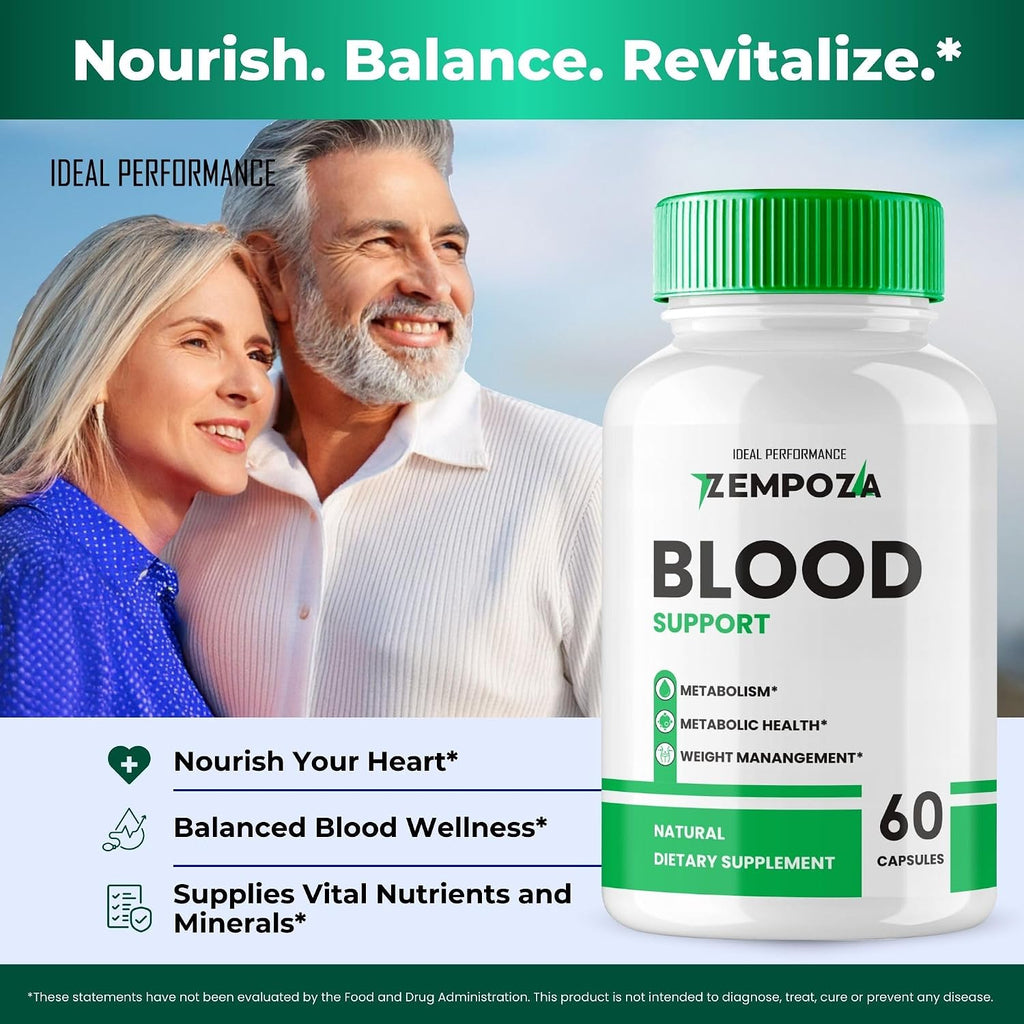 Zempoza Blood Formula Supplement Capsules, Fórmula Avanzada para la Salud Sanguínea con Vitamina C, Zinc y Canela (5 Envases)