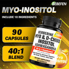 Cápsulas de Myo-Inositol y D-Chiro Inositol con Ashwagandha, Berberina, Canela, Gymnema, Sauzgatillo, Cardo Mariano, Cúrcuma y Melón Amargo - 90 Cápsulas