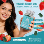 Wins Town Gominolas para Cabello, Piel y Uñas, 60 Ct, Vegano, Sabor Fresa