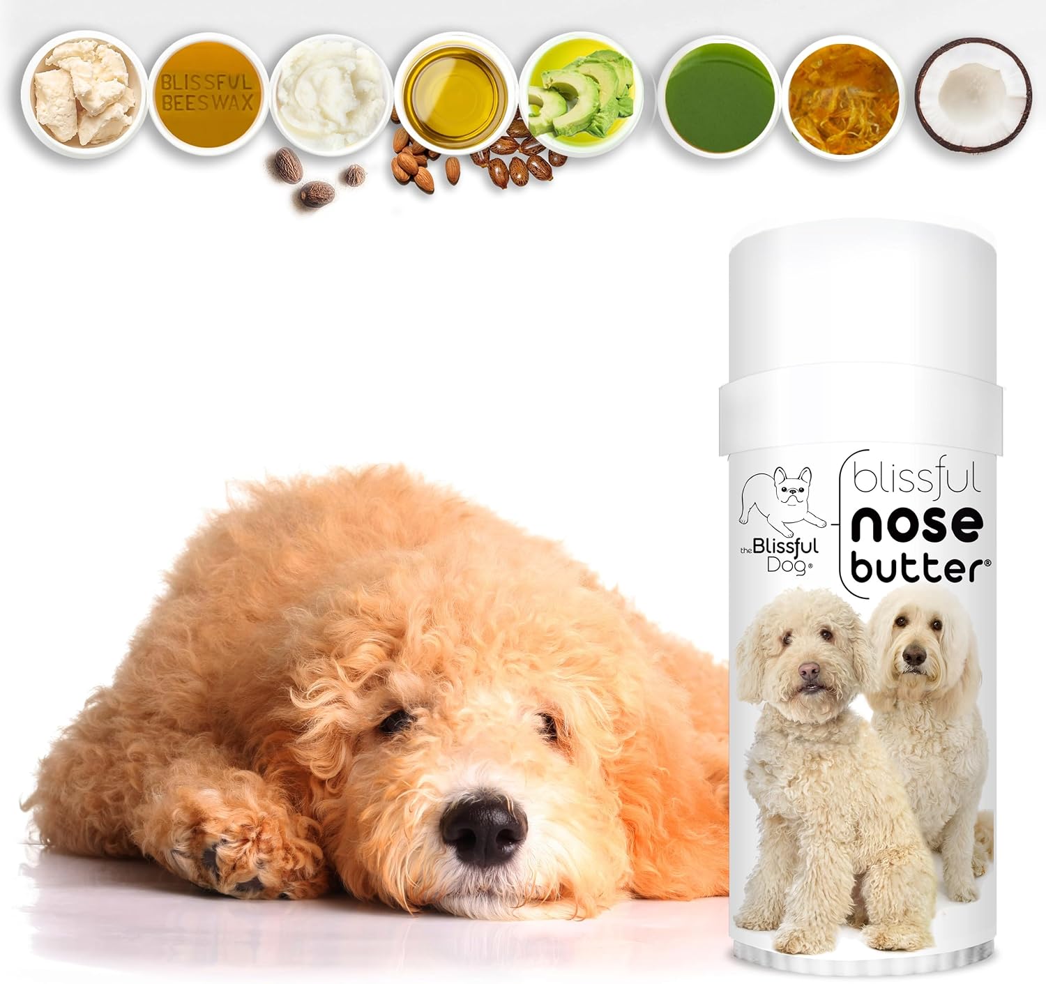 The Blissful Dog Bálsamo para la nariz Goldendoodle - Hidratante nasal versátil para perros, hecho a mano, sin aroma, 56 g (2 oz)