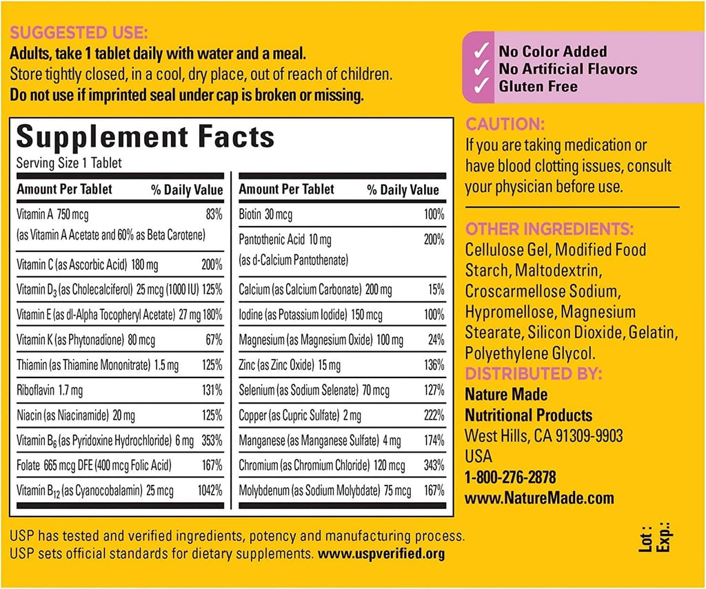 Nature Made Multi for Her 50+ - Multivitamínico para Mujeres Mayores de 50 Años - 360 Comprimidos (4 Botellas de 90)