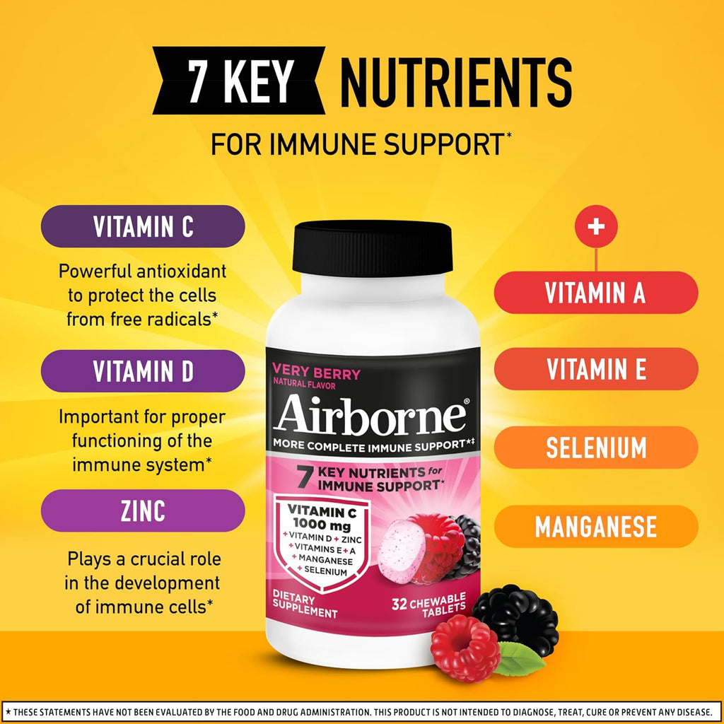 Airborne Very Berry Comprimidos Masticables, 32 unidades