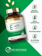 Carlyle Vitamina E 400 UI, 250 Cápsulas Blandas – Suplemento Natural