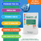 Lifetrients Learn+D — Vitamina D3 y Omega-3 para Niños — 30 Mini Softgels — Salud Ósea, Inmunidad y Nutrición Cerebral