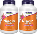 NOW Foods Niacina (Vitamina B3) 500 mg, Liberación Sostenida, 250 Comprimidos